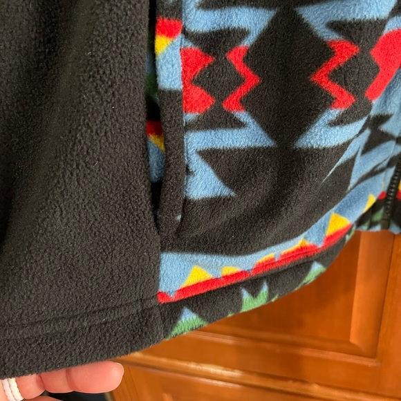 Chaps Fleece Zip Southwestern Look Black With Colorful Print Design Size 3X - Picture 4 of 7
